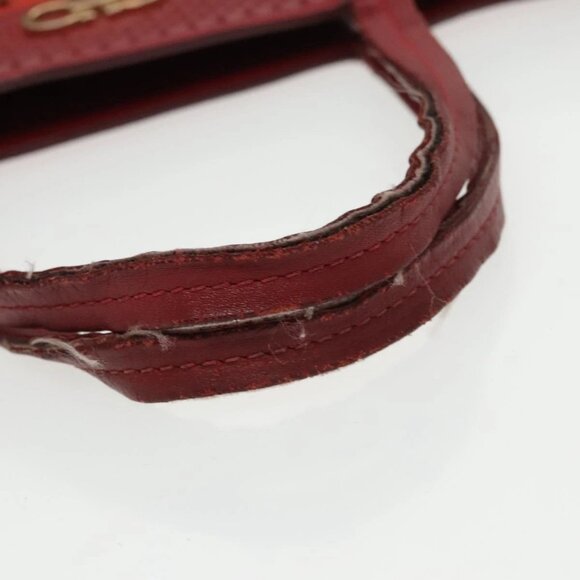 Salvatore Ferragamo Tote Bag Leather Red Gold Auth 102115 - Picture 8 of 16